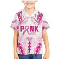 Breast Cancer Pink Out Family Matching Mermaid Dress and Hawaiian Shirt Polynesian Art Tattoo White Version LT05 Son's Shirt White - Polynesian Pride