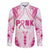Breast Cancer Pink Out Family Matching Tank Maxi Dress and Hawaiian Shirt Polynesian Art Tattoo White Version
