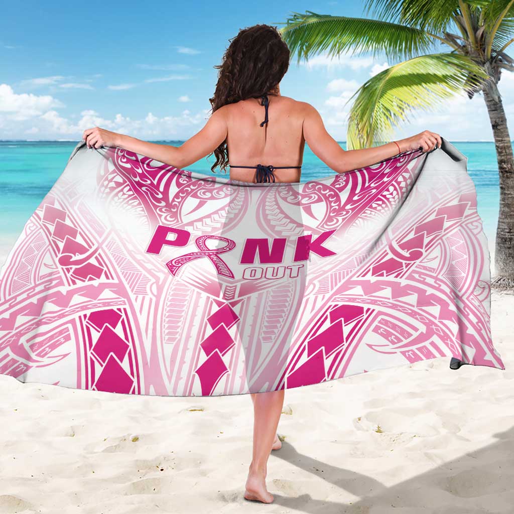 Breast Cancer Pink Out Sarong Polynesian Art Tattoo White Version