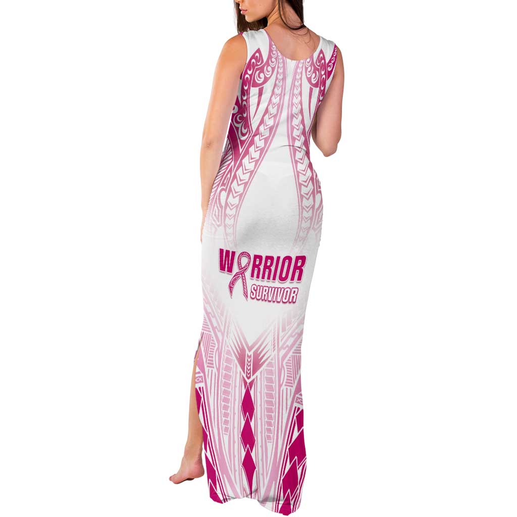 Breast Cancer Pink Out Tank Maxi Dress Polynesian Art Tattoo White Version