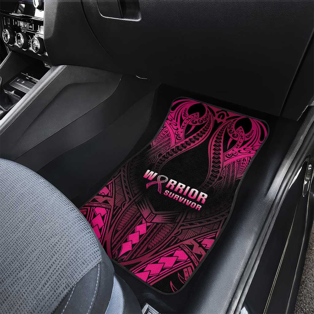Breast Cancer Pink Out Car Mats Polynesian Art Tattoo Black Version