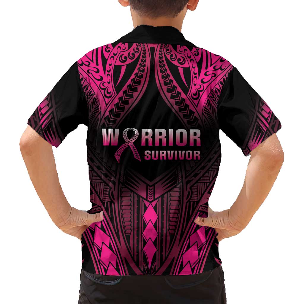 Breast Cancer Pink Out Family Matching Long Sleeve Bodycon Dress and Hawaiian Shirt Polynesian Art Tattoo Black Version LT05 - Polynesian Pride