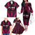 Breast Cancer Pink Out Family Matching Off The Shoulder Long Sleeve Dress and Hawaiian Shirt Polynesian Art Tattoo Black Version