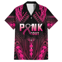 Breast Cancer Pink Out Family Matching Off Shoulder Maxi Dress and Hawaiian Shirt Polynesian Art Tattoo Black Version LT05 Dad's Shirt - Short Sleeve Black - Polynesian Pride