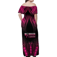 Breast Cancer Pink Out Family Matching Off Shoulder Maxi Dress and Hawaiian Shirt Polynesian Art Tattoo Black Version LT05 - Polynesian Pride