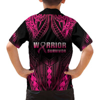 Breast Cancer Pink Out Family Matching Off Shoulder Short Dress and Hawaiian Shirt Polynesian Art Tattoo Black Version LT05 - Polynesian Pride
