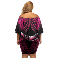 Breast Cancer Pink Out Family Matching Off Shoulder Short Dress and Hawaiian Shirt Polynesian Art Tattoo Black Version LT05 - Polynesian Pride