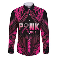 Breast Cancer Pink Out Family Matching Puletasi and Hawaiian Shirt Polynesian Art Tattoo Black Version LT05 Dad's Shirt - Long Sleeve Black - Polynesian Pride