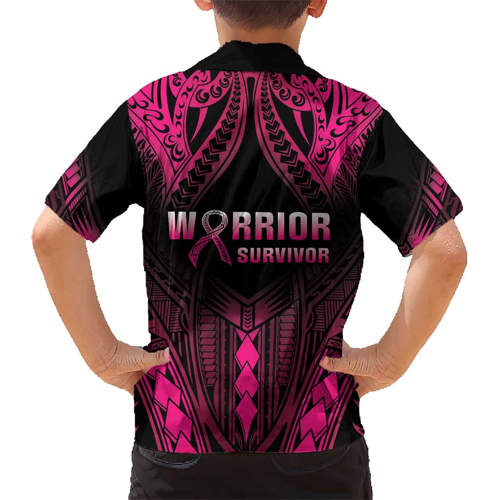 Breast Cancer Pink Out Family Matching Short Sleeve Bodycon Dress and Hawaiian Shirt Polynesian Art Tattoo Black Version LT05 - Polynesian Pride