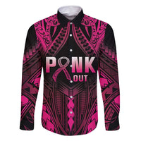 Breast Cancer Pink Out Family Matching Summer Maxi Dress and Hawaiian Shirt Polynesian Art Tattoo Black Version LT05 Dad's Shirt - Long Sleeve Black - Polynesian Pride