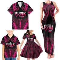 Breast Cancer Pink Out Family Matching Tank Maxi Dress and Hawaiian Shirt Polynesian Art Tattoo Black Version LT05 - Polynesian Pride