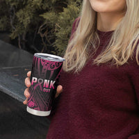 Breast Cancer Pink Out Tumbler Cup Polynesian Art Tattoo Black Version