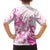 Personalised Breast Cancer Awareness Family Matching Long Sleeve Bodycon Dress and Hawaiian Shirt Ribbon Polynesian Pattern White Version