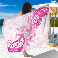 Breast Cancer Awareness Sarong Ribbon Polynesian Pattern White Version