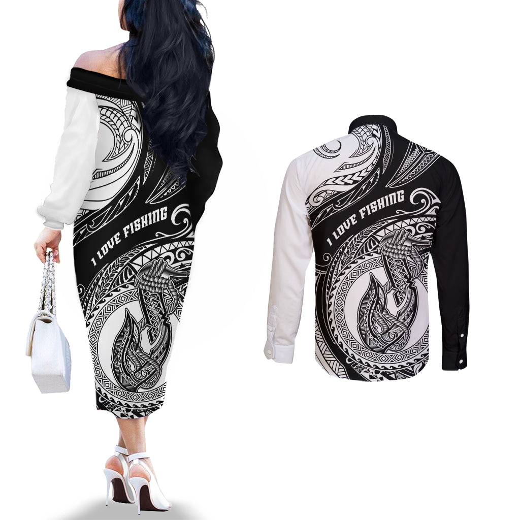 go-fishing-couples-matching-off-the-shoulder-long-sleeve-dress-and-long-sleeve-button-shirts-polynesian-pattern