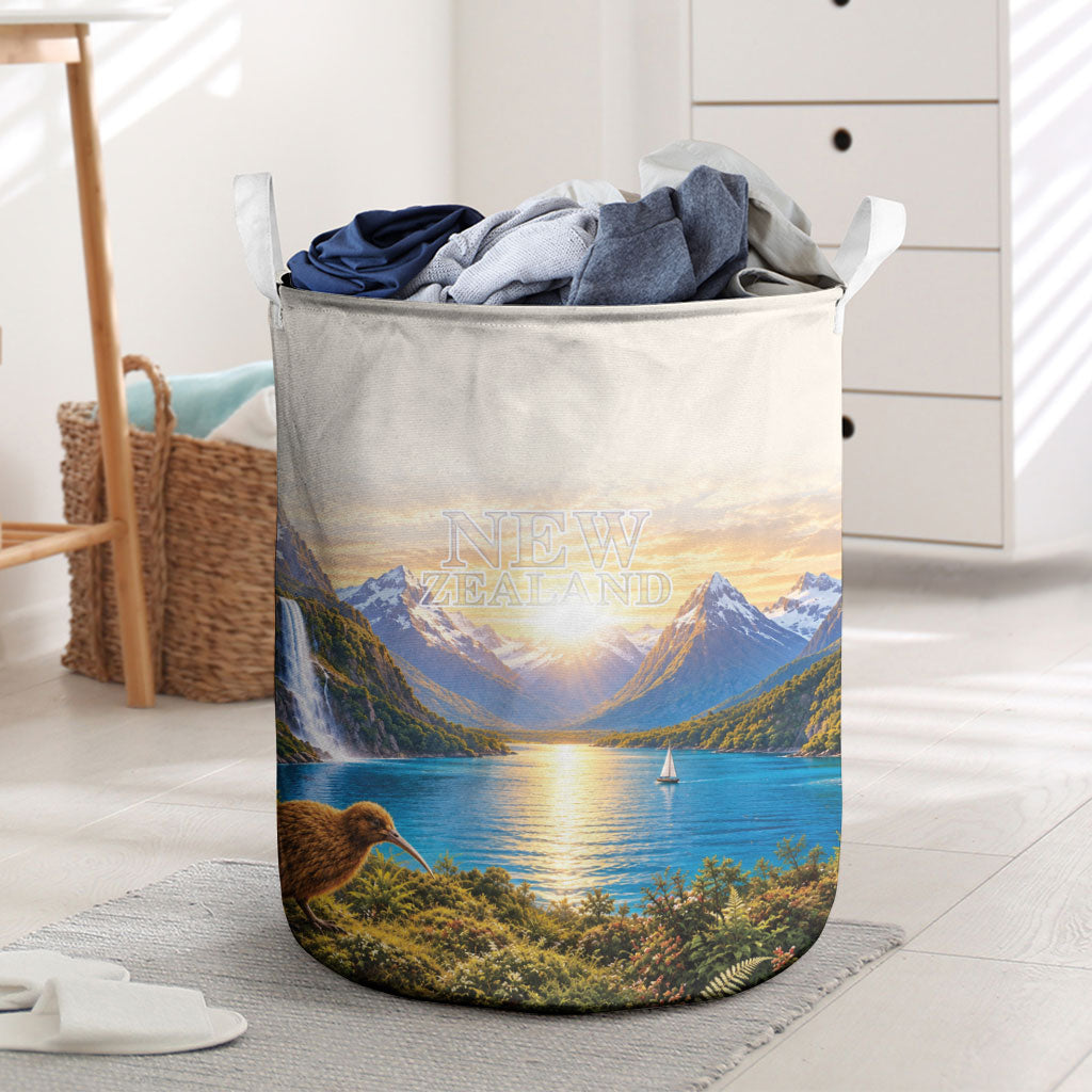 New Zealand Flag Laundry Basket Scenic Nature LT05 Multicolor - Polynesian Pride