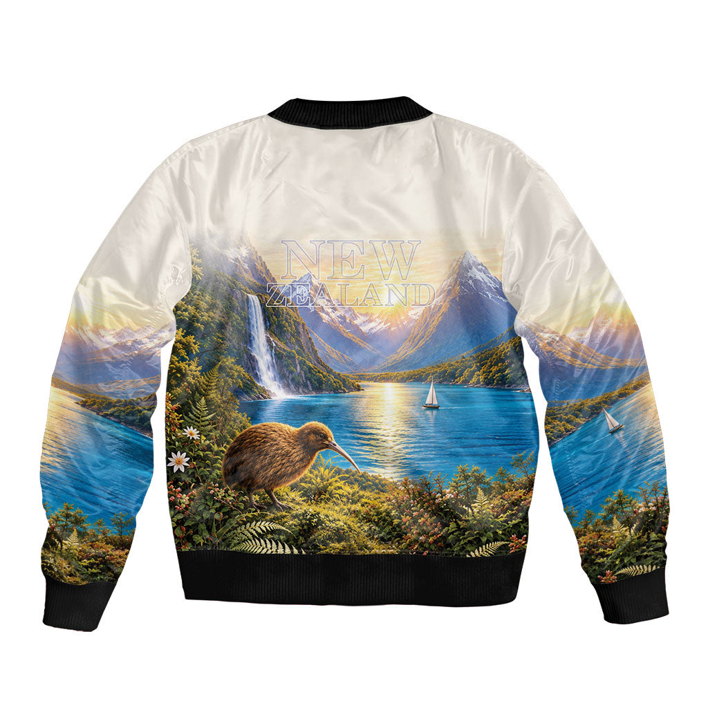 New Zealand Flag Bomber Jacket Scenic Nature LT05 - Polynesian Pride