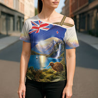 New Zealand Flag Cross Shoulder Shirt Scenic Nature LT05 - Polynesian Pride
