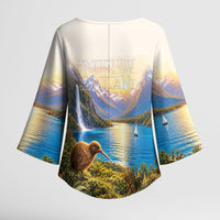 New Zealand Flag Kimono Sleeve Blouse Scenic Nature LT05 - Polynesian Pride