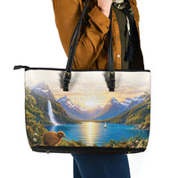 New Zealand Flag Leather Tote Bag Scenic Nature LT05 - Polynesian Pride