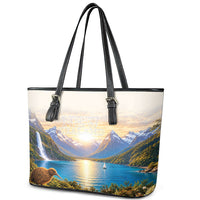 New Zealand Flag Leather Tote Bag Scenic Nature LT05 - Polynesian Pride