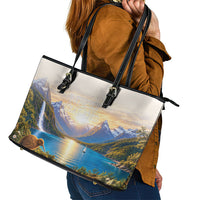 New Zealand Flag Leather Tote Bag Scenic Nature LT05 - Polynesian Pride