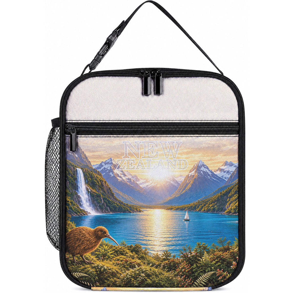 New Zealand Flag Lunch Bag Scenic Nature LT05 10.2 × 8.3 × 4.3 inch Multicolor - Polynesian Pride