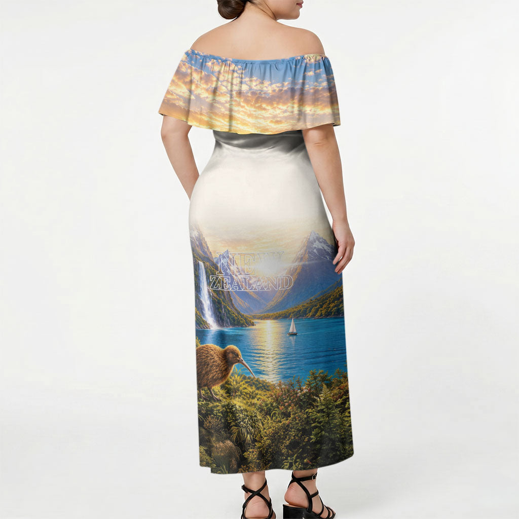 New Zealand Flag Off Shoulder Maxi Dress Scenic Nature LT05 - Polynesian Pride