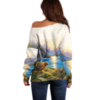 New Zealand Flag Off Shoulder Sweater Scenic Nature LT05 - Polynesian Pride