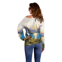 New Zealand Flag Off Shoulder Sweater Scenic Nature LT05 - Polynesian Pride