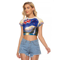New Zealand Flag Raglan Cropped T Shirt Scenic Nature LT05 Female Multicolor - Polynesian Pride