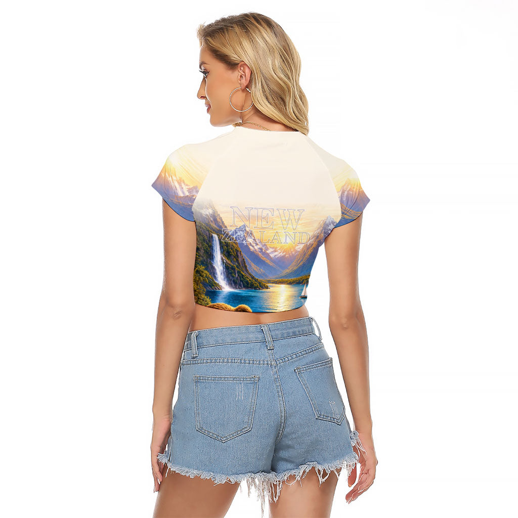 New Zealand Flag Raglan Cropped T Shirt Scenic Nature LT05 - Polynesian Pride