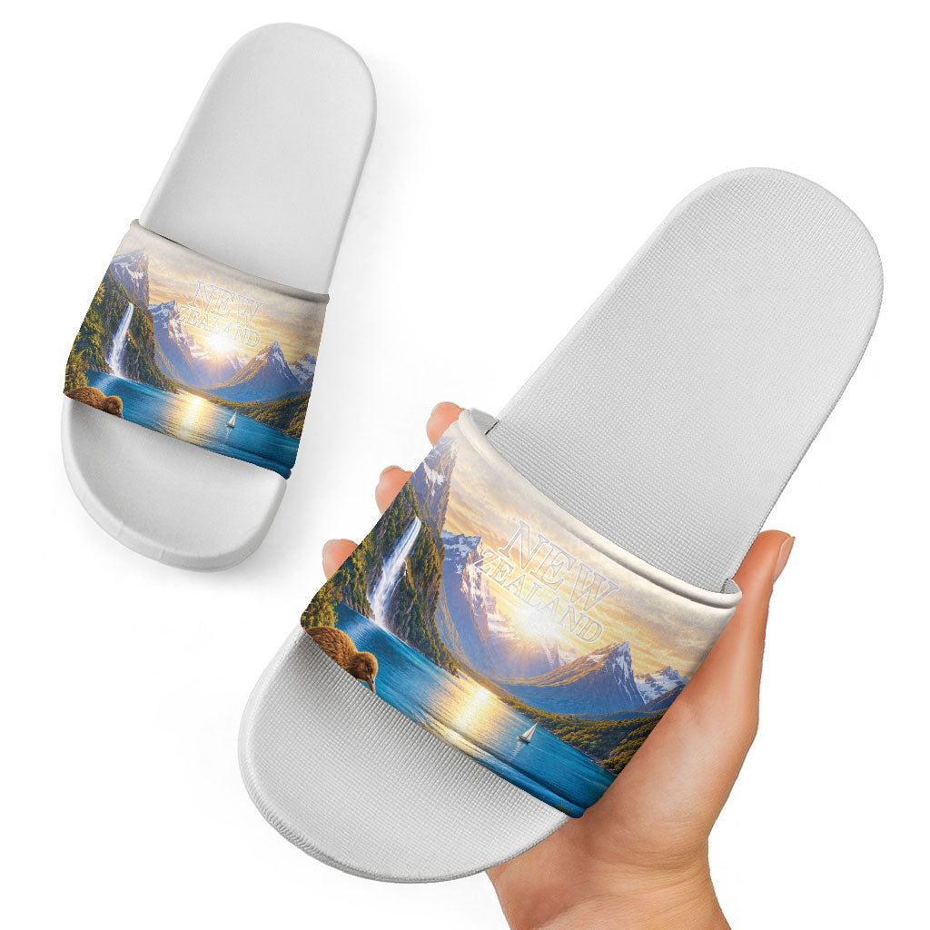 New Zealand Flag Slide Sandals Scenic Nature LT05 - Polynesian Pride