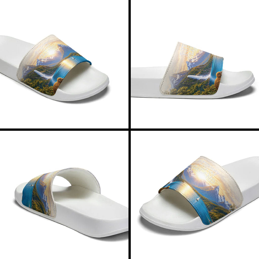 New Zealand Flag Slide Sandals Scenic Nature LT05 - Polynesian Pride
