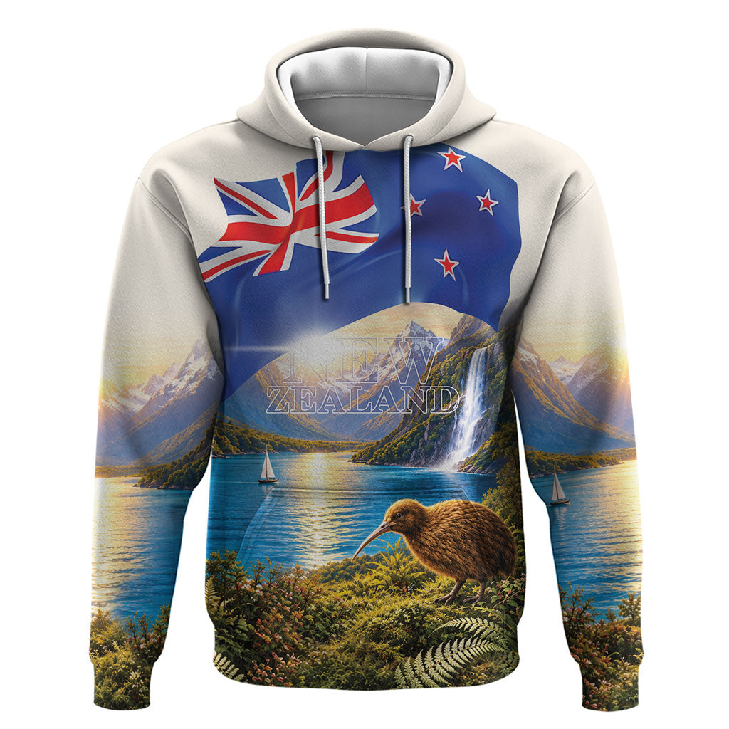 New Zealand Flag Zip Hoodie Scenic Nature LT05 Pullover Hoodie Multicolor - Polynesian Pride