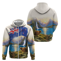 New Zealand Flag Zip Hoodie Scenic Nature LT05 - Polynesian Pride