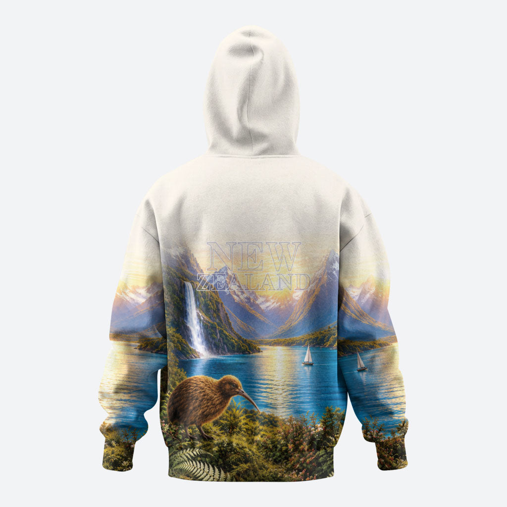 New Zealand Flag Zip Hoodie Scenic Nature LT05 - Polynesian Pride