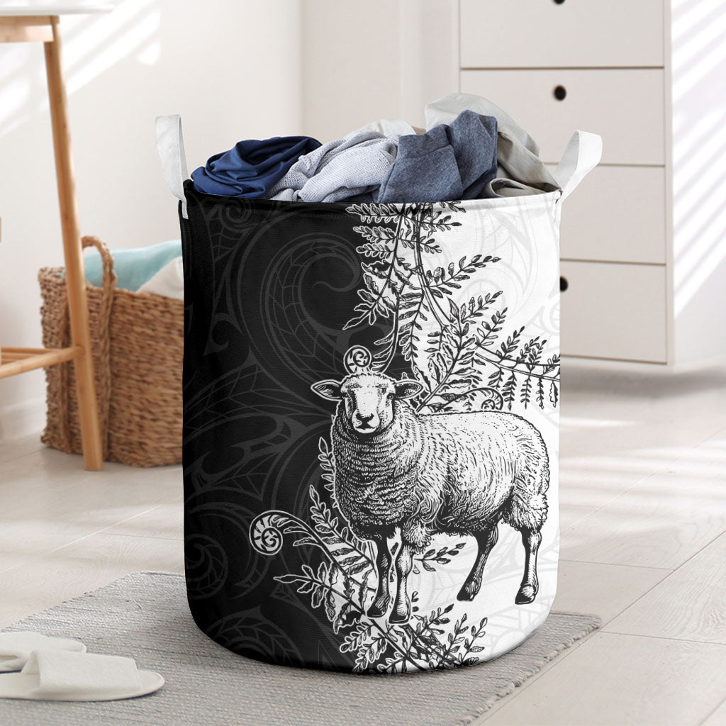 New Zealand Aotearoa Hipi Laundry Basket Maori Pattern LT05 Black - Polynesian Pride