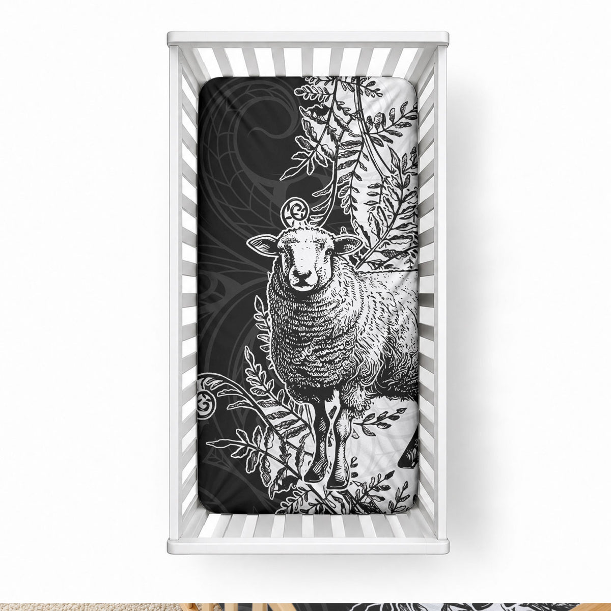 New Zealand Aotearoa Hipi Baby Bed Cover Maori Pattern LT05 28 × 52 in Black - Polynesian Pride