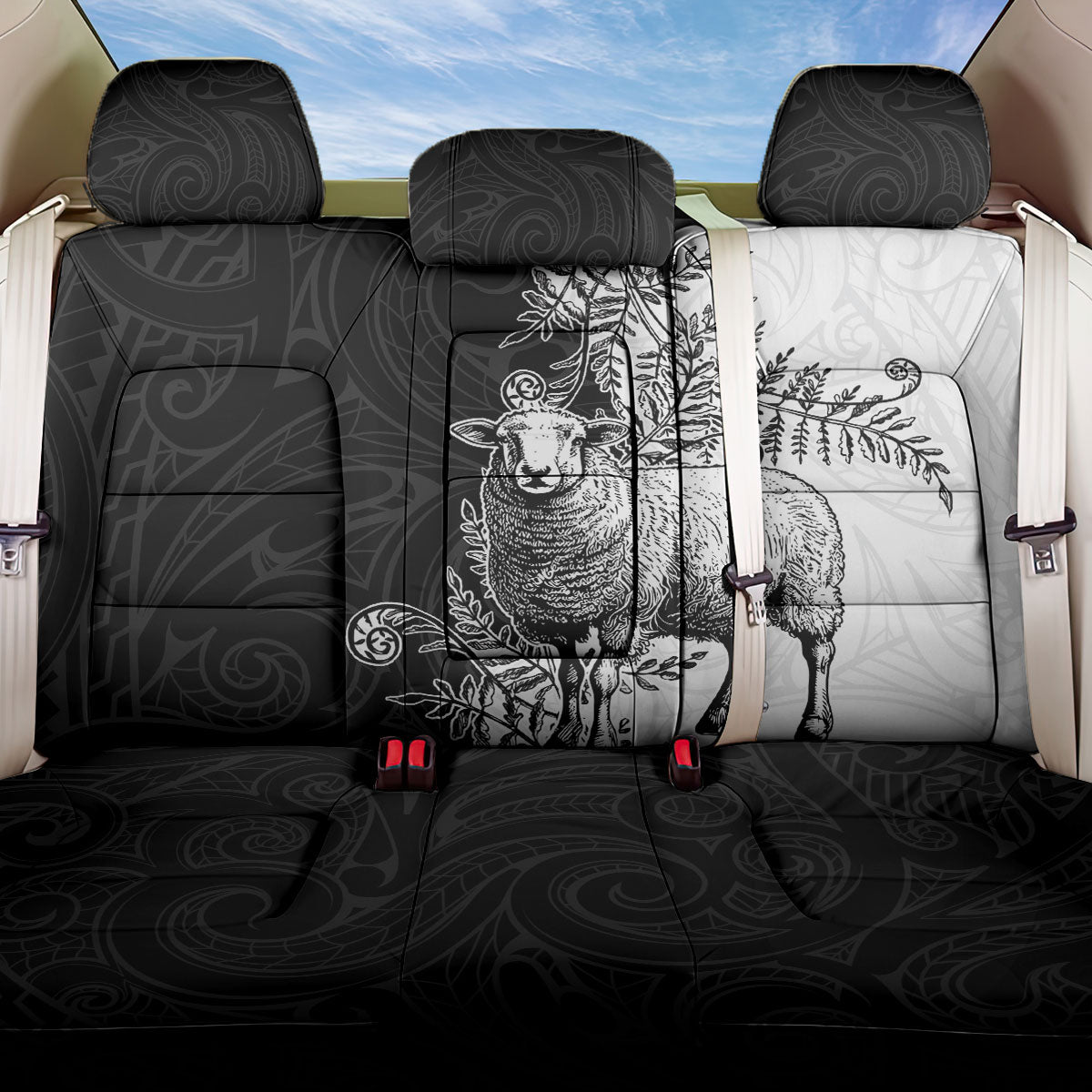 New Zealand Aotearoa Hipi Back Car Seat Cover Maori Pattern LT05 One Size Black - Polynesian Pride