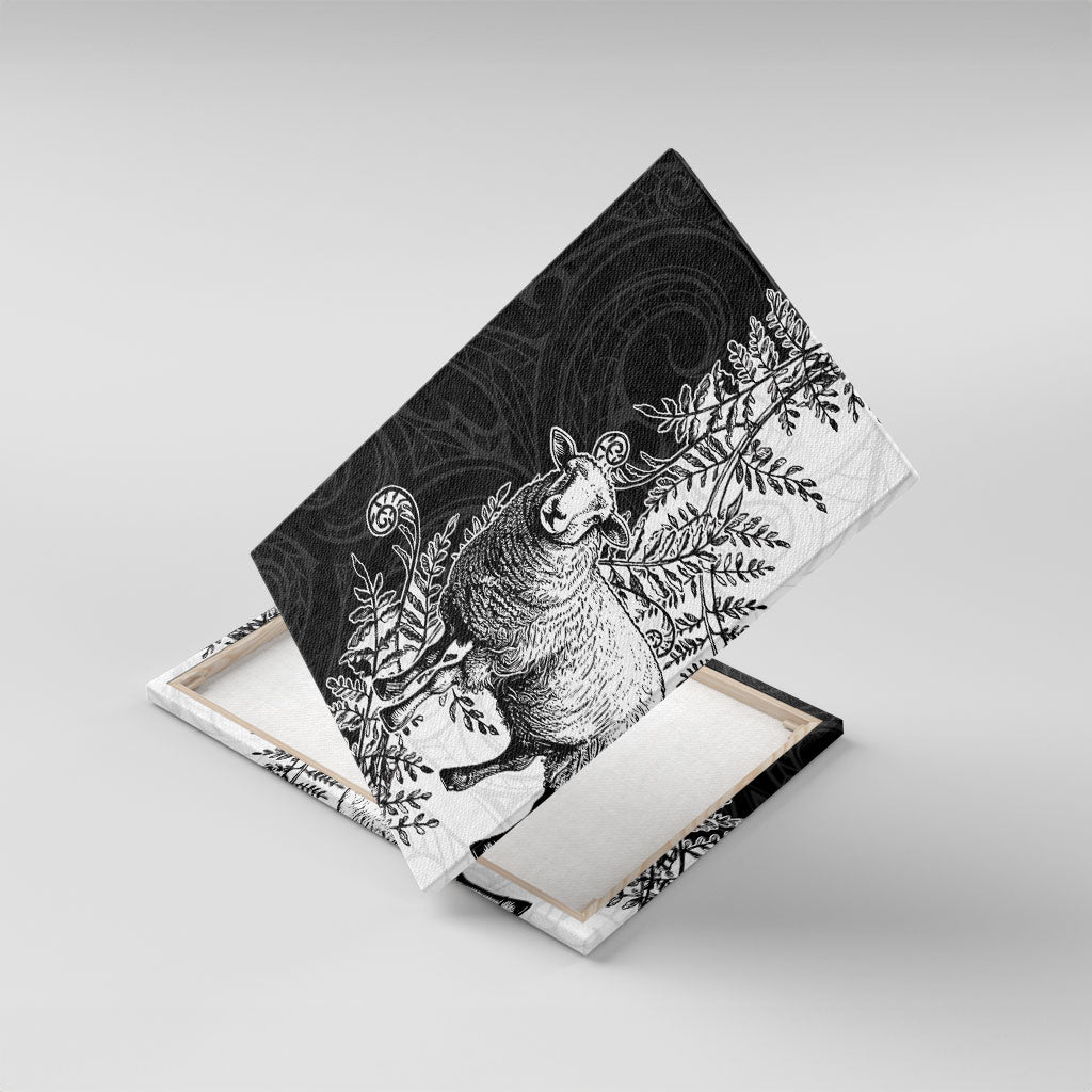 New Zealand Aotearoa Hipi Canvas Wall Art Maori Pattern LT05 With Frame Black - Polynesian Pride