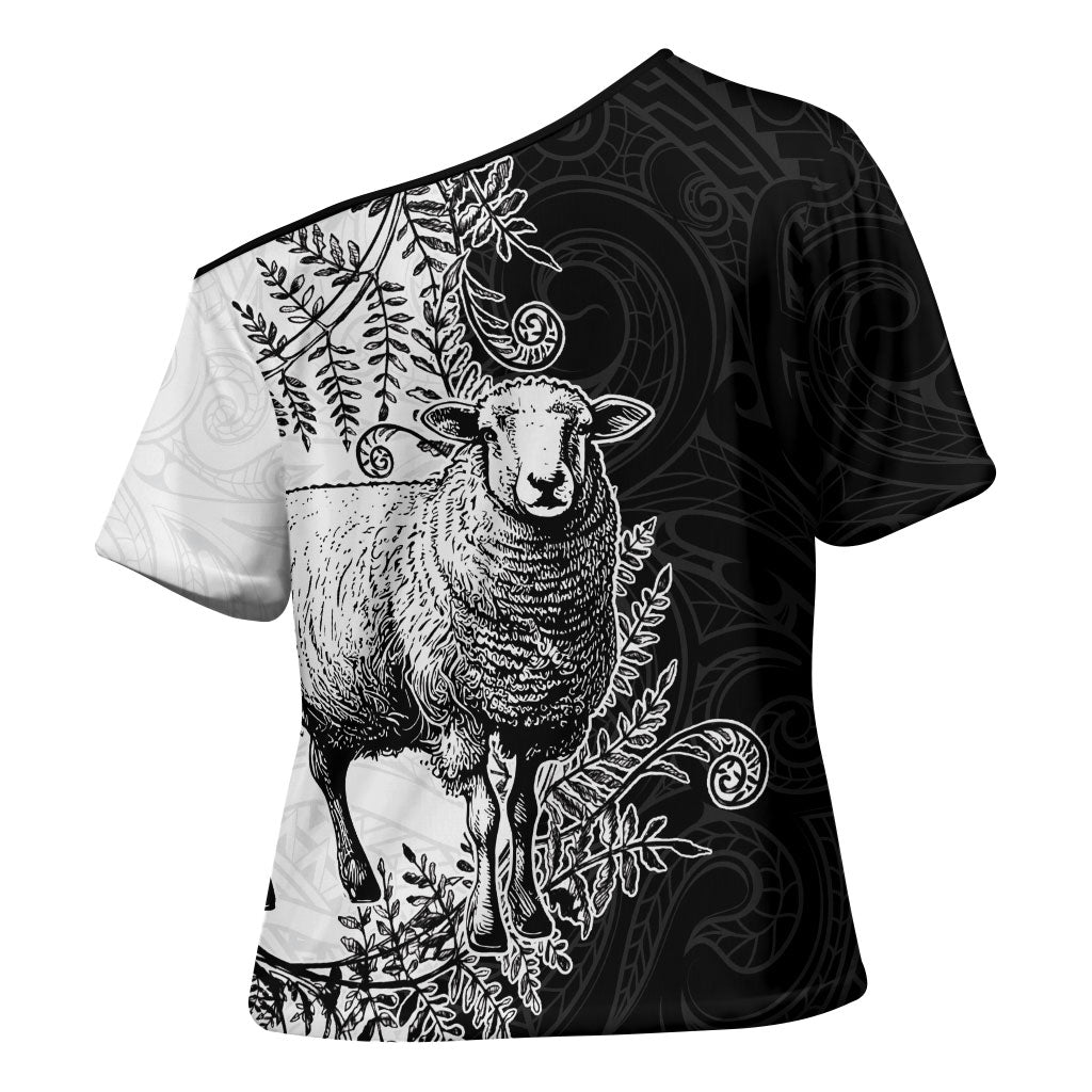 New Zealand Aotearoa Hipi Cross Shoulder Shirt Maori Pattern LT05 - Polynesian Pride