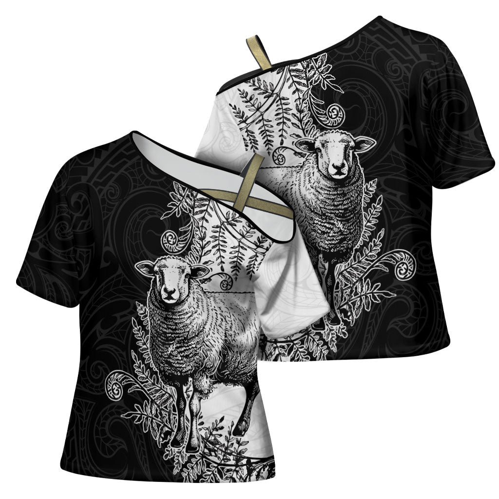 New Zealand Aotearoa Hipi Cross Shoulder Shirt Maori Pattern LT05 - Polynesian Pride