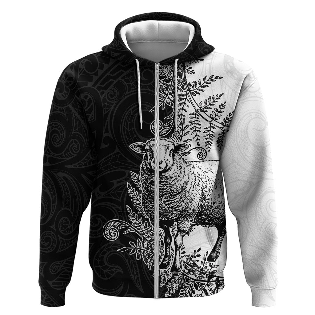 New Zealand Aotearoa Hipi Hoodie Maori Pattern LT05 Zip Hoodie Black - Polynesian Pride
