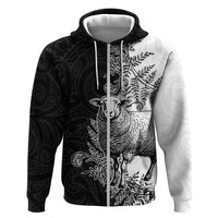 New Zealand Aotearoa Hipi Hoodie Maori Pattern LT05 Zip Hoodie Black - Polynesian Pride