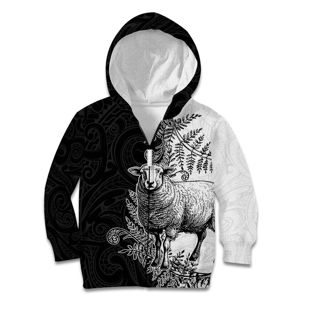 New Zealand Aotearoa Hipi Kid Hoodie Maori Pattern LT05 Zip Hoodie Black - Polynesian Pride