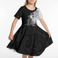 New Zealand Aotearoa Hipi Kid Short Sleeve Dress Maori Pattern LT05 - Polynesian Pride