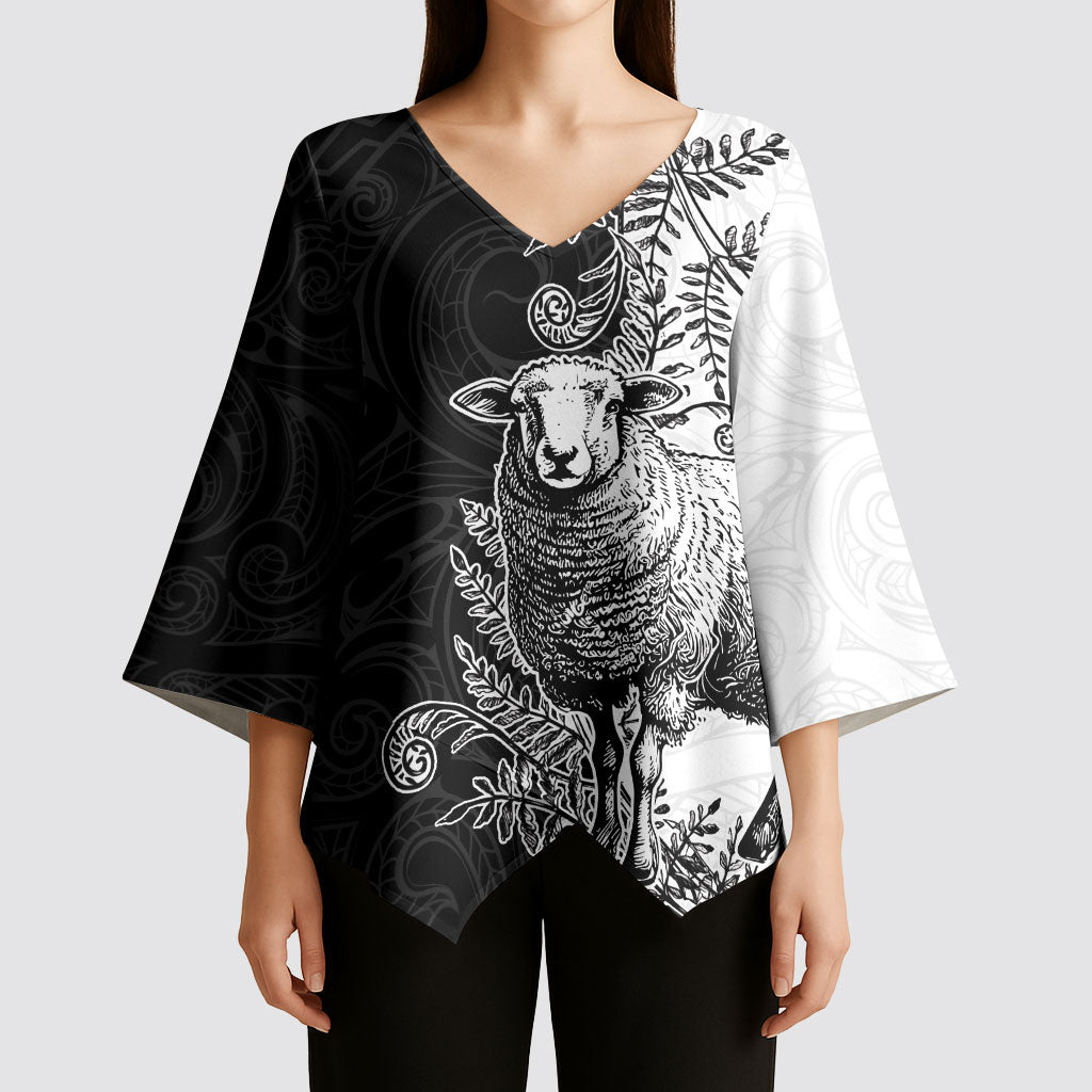 New Zealand Aotearoa Hipi Kimono Sleeve Blouse Maori Pattern LT05 - Polynesian Pride