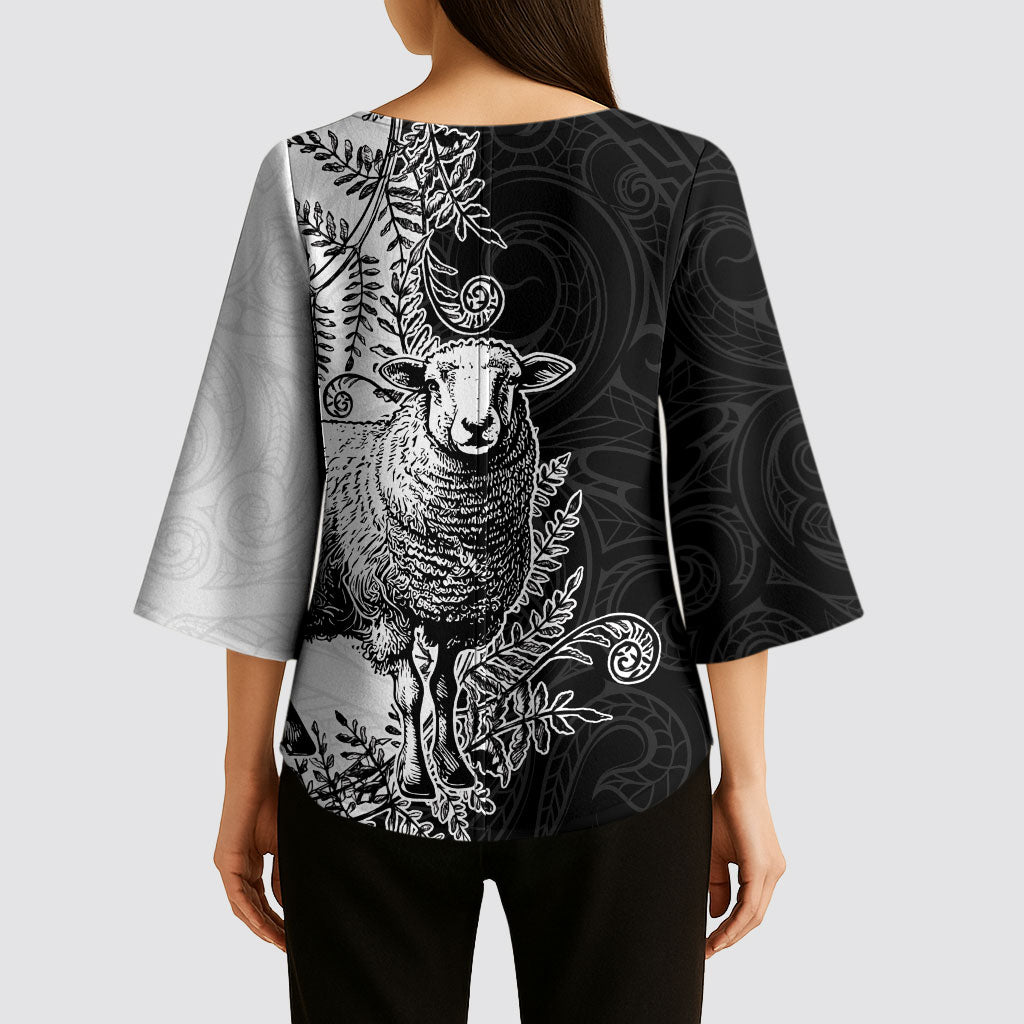 New Zealand Aotearoa Hipi Kimono Sleeve Blouse Maori Pattern LT05 - Polynesian Pride