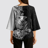 New Zealand Aotearoa Hipi Kimono Sleeve Blouse Maori Pattern LT05 - Polynesian Pride